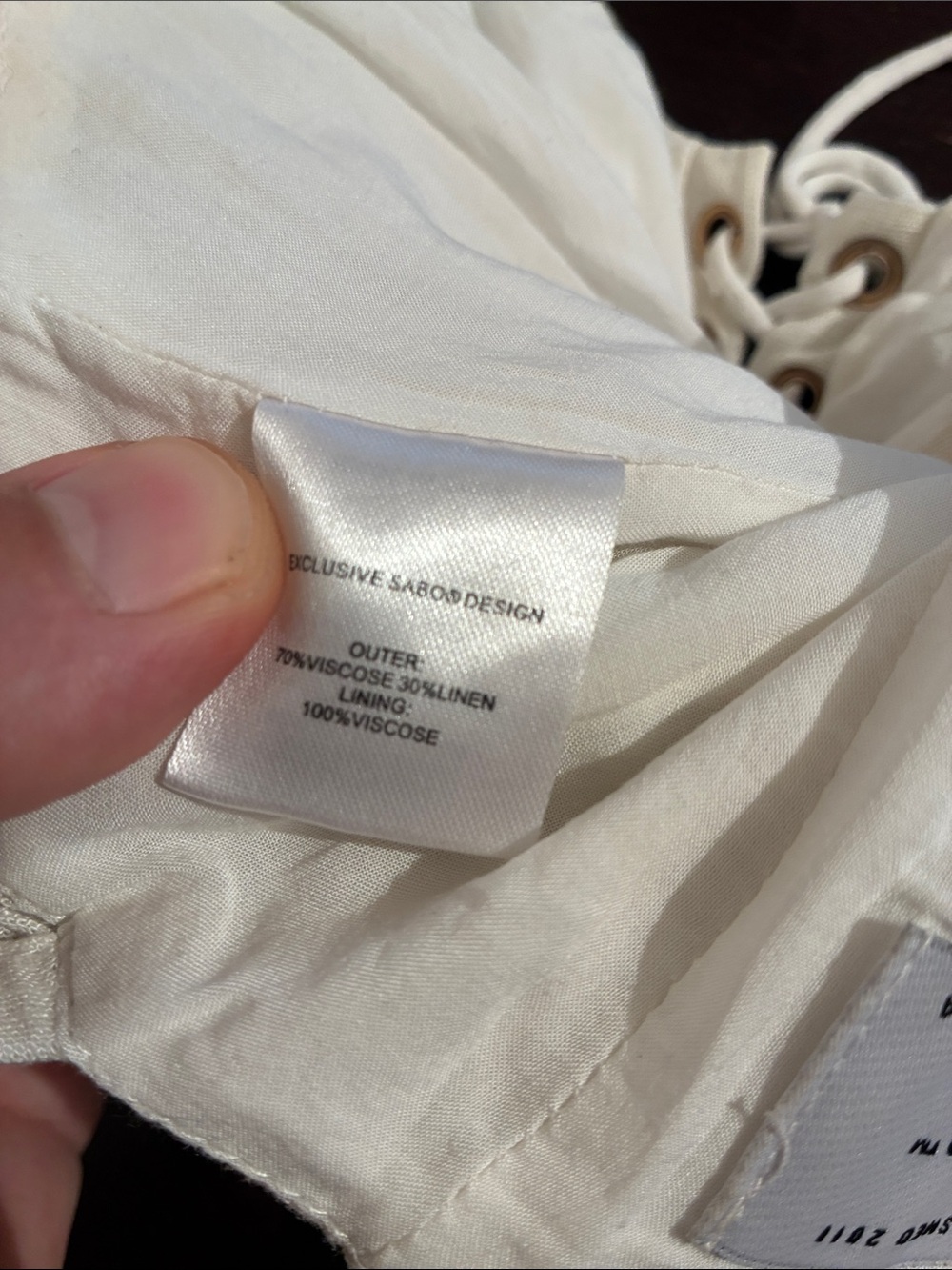 SABO Shae Linen Blend Tie Front Corset Top in Ivory Off White, Women’s size XS - Picture 8 of 15
